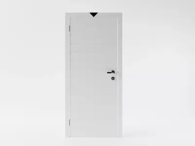 White Slatted Door With Black Handle  3D model