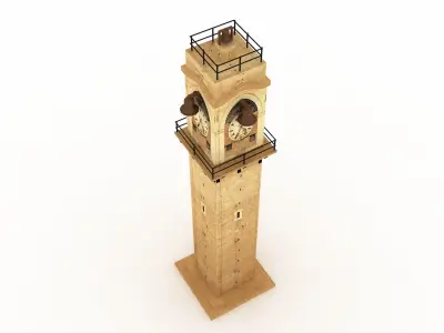City Avenue Clock Tower Low-poly 3D model