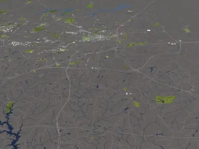 Greensboro NC 50x50km 3D City Map 3D model