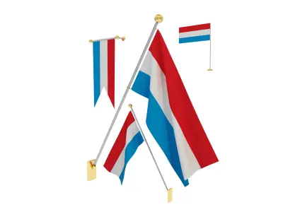 Flags of Luxembourg 3D model