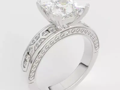 1 carat princess cut diamond engagement ring 3D print model