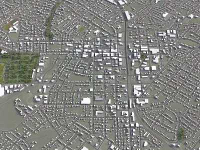 Burlington - North Carolina - City 3D Model Low-poly 3D model