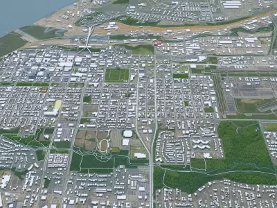 Anchorage Downtown in Alaska USA Low-poly 3D model