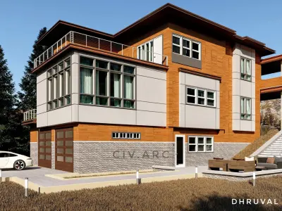 3 story exterior villa model 3D model