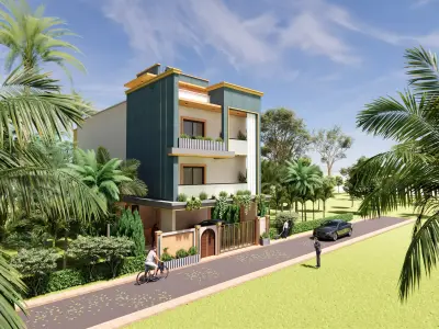 Modern Residential Villa - Compact Independent House 3D model