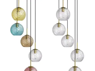 FINNAR three glass ball pendant lights hanging from chain Low-poly 3D model