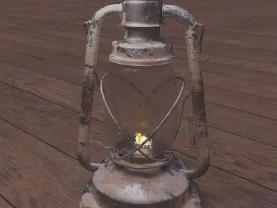 Old Rusty Gas Lamp - Paraffin Lamp Low-poly 3D model