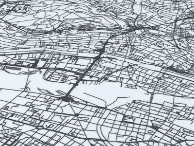 Zurich Road Network and Streets 3D model
