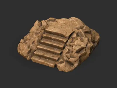 stairs stone 05 Low-poly 3D model