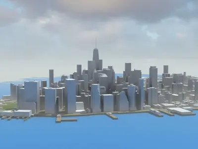 Manhattan Skyline Mass Model Low-poly 3D model