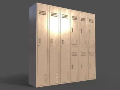 PBR School Gym Locker 06 - White Low-poly 3D model