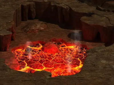 Craters mountains Grand Canyon Hell  Canyon sea of fire volcano 3D model