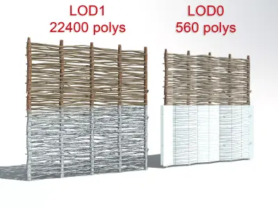 Wicker divider 2 LODs Low-poly 3D model