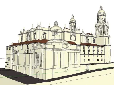Architecture-Religion-God-Culture-Temple-0115 church with two... 3D model