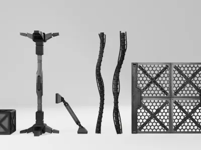 Sci-fi parts Low-poly 3D model