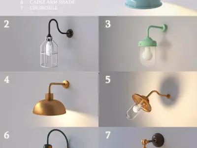 Exterior Wall Sconce Light Set 3D model