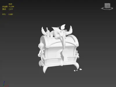 Hand drawn magic treasure chest Low-poly 3D model