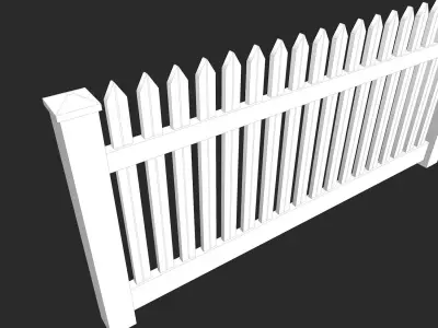 Wooden Fence Low-poly 3D model 8