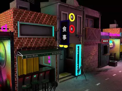 Modern Japanese alleyway 3D model
