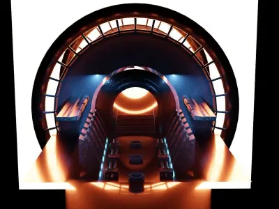 Futuristic Spaceship Interior Lowpoly Concept Art Low-poly 3D model