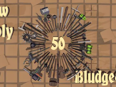 50 Low Poly Bludgeons Low-poly 3D model