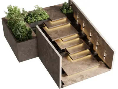 Landscape Furniture - building stairs 03 3D model