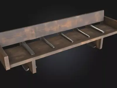 Wooden Bench  Timeless Rustic Seating 3D model