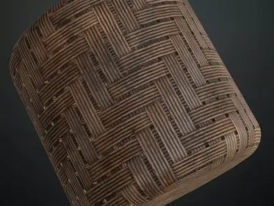 Antique Dark Wood Basket Weave Panel PBR Seamless Texture