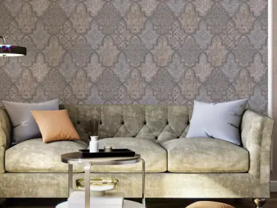 Slate Taupe Moorish Trellis Wallpaper Texture