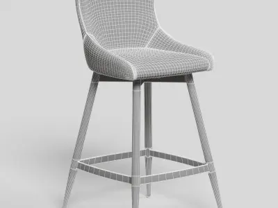 Black Bar Stool high detail leather Swivel Low-poly 3D model