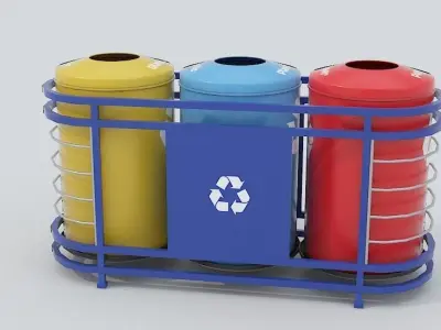 Recycle Bins PBR model Low-poly 3D model