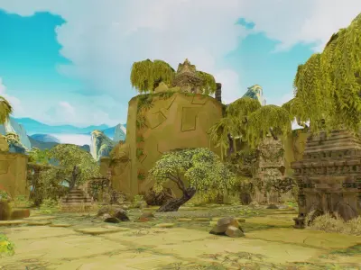 Ancient Arena Level Abandoned Ruin Location Temple Jungle Toon Low-poly 3D model