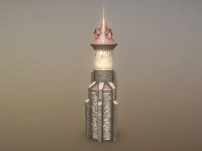 Medieval DRAGON Tower 06 Low-poly 3D model