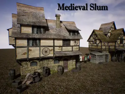 Medieval Slum for Unreal Low-poly 3D model