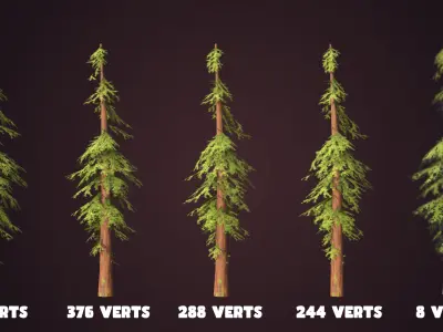 Spruce Forest - Game Ready with LODs Low-poly 3D model