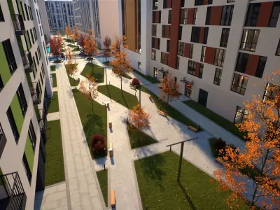 Apartment Complex - Archviz and Game Environment Low-poly 3D model