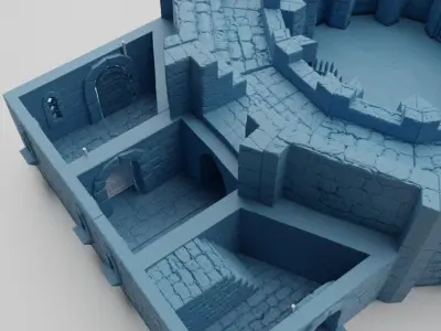 Medieval Small Arena  Tabletop Terrain 28 mm 3D print model