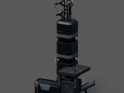 Scifi tower station building exterior futuristic  Low-poly 3D model