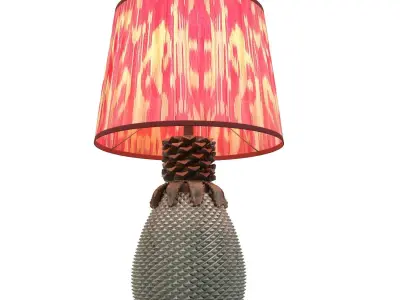 Pineapple Lamp and Silk Ikat Lampshade PBR 3D model