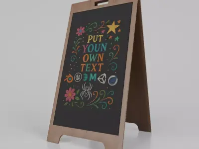 Customizable Heavy Duty Modern A-Frame Chalkboard Sign Low-poly 3D model
