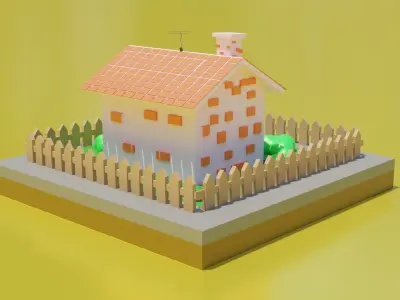 Low Poly Cartoon House Low-poly 3D model