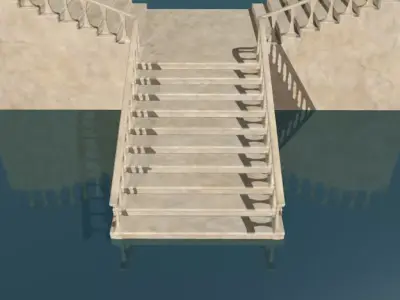 Marble staircase low poly Low-poly 3D model