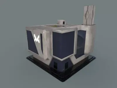 Stylized Sci-Fi Brutalist Building - Game Ready Prop Low-poly 3D model