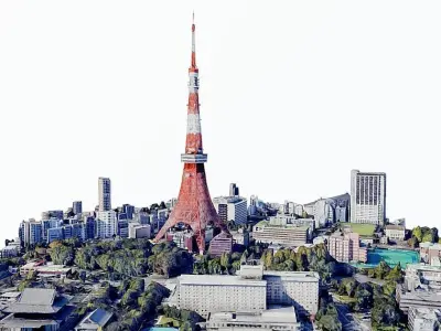 Tokyo Tower Low-poly 3D model