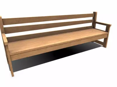 Wooden Outdoor Bench Low-poly PBR Free low-poly 3D model