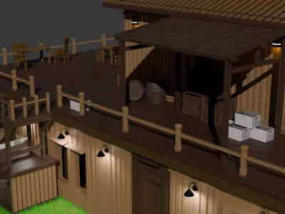 Wooden house full of details 3D model
