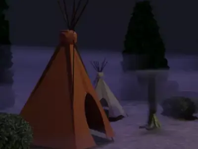 Indians teepee in desert Free low-poly 3D model