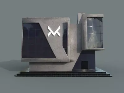 Stylized Sci-Fi Brutalist Building - Game Ready Prop Low-poly 3D model