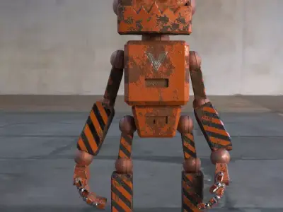 Rusty Worker Bot - Retro Stylized Robot Character  Low-poly 3D model