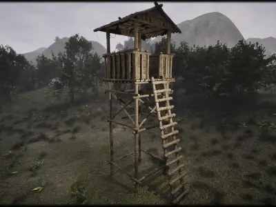 Wooden Watchtower D Low-poly 3D model